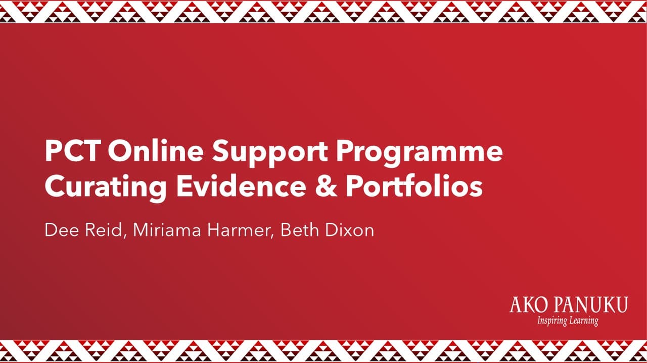 PCT Online Support - Curating Evidence & Portfolios