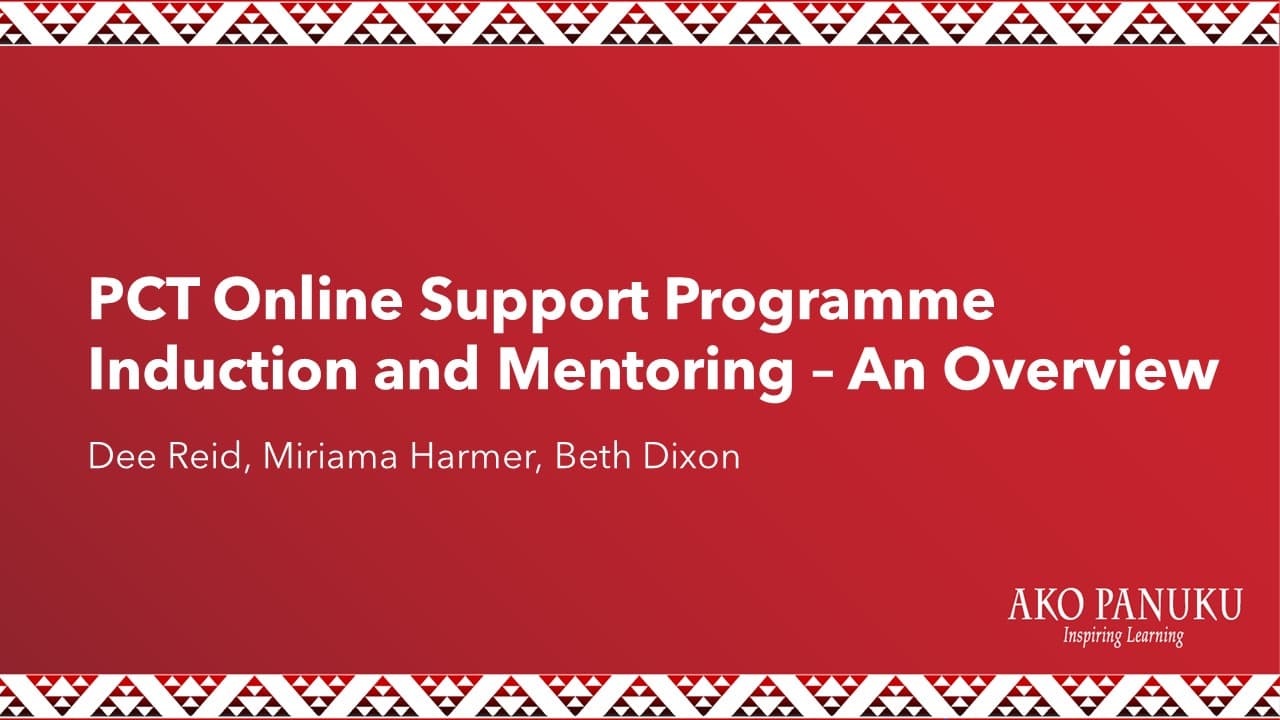 PCT Online Support Programme: Induction and Mentoring - An Overview