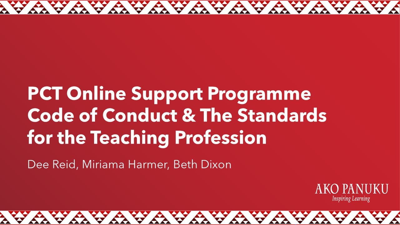 PCT Online Support - Code of Conduct & Standards for the Teaching Profession